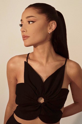 Image may contain Clothing Apparel Human Person Evening Dress Fashion Gown Robe Dress Ariana Grande and Face