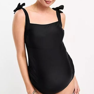 The Frolic Maternity jade tie strap gathered bust swimsuit in black 30 ASOS  Why we love it “If like me you feel most...