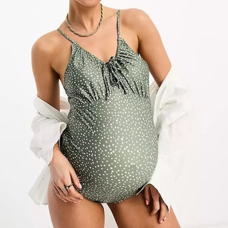 Mamalicious Maternity Nursing Swimsuit in Spot Print Sage 38 ASOS  Why we love it “Sage green isn't reserved as the most...