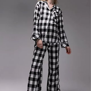 Topshop Maternity Brushed Check Piped Shirt and Trouser Pyjama Set in Monochrome 24 ASOS  Why we love it Everyone's...