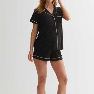Maternity Black Jersey Piping Short Pyjama Set 22.99 New Look  Why we love it Silky sexy and good enough to wear all day...