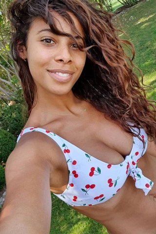 Image may contain Clothing Apparel Human Person Rochelle Humes Swimwear Blonde Teen Kid Child and Bikini